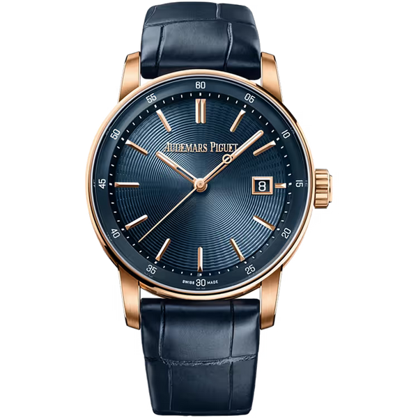 Audemars Piguet Code 11.59 Blue Dial Rose Gold Leather Strap 38mm