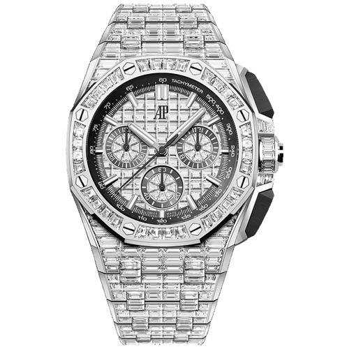 Audemars Piguet Royal Oak Offshore Diamond Pave Dial Chronograph White Gold Diamond Bezel Diamond Bracelet 43mm