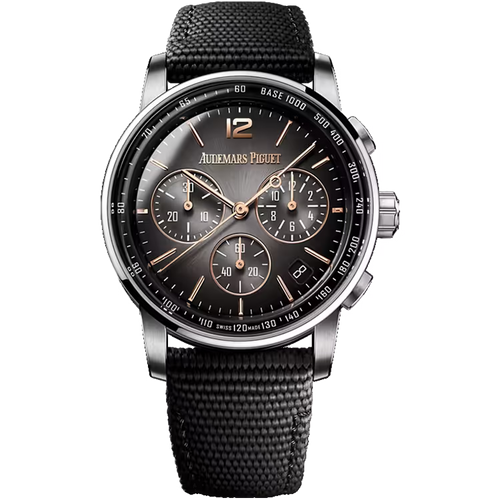 Audemars Piguet Code 11.59 Grey Dial Chronograph Rose Gold Rubber Strap 41mm