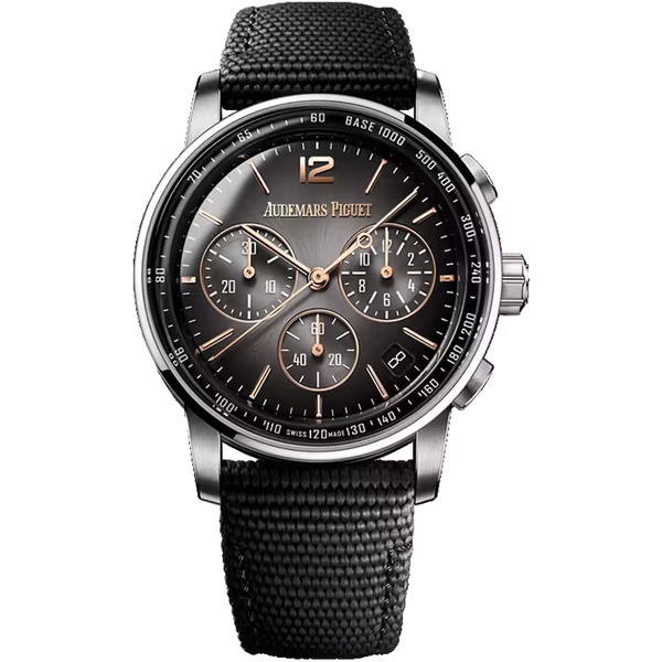Audemars Piguet Code 11.59 Grey Dial Chronograph Rose Gold Rubber Strap 41mm