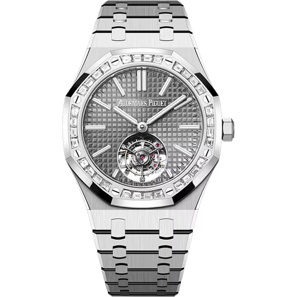 Audemars Piguet Royal Oak Grey Dial Flying Tourbillon White Gold Diamond Bezel 41mm
