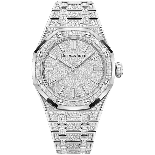 Audemars Piguet Royal Oak Diamond Pave Dial White Gold Diamond Bezel Diamond Bracelet 37mm