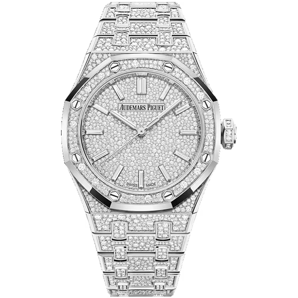 Audemars Piguet Royal Oak Diamond Pave Dial White Gold Diamond Bezel Diamond Bracelet 37mm