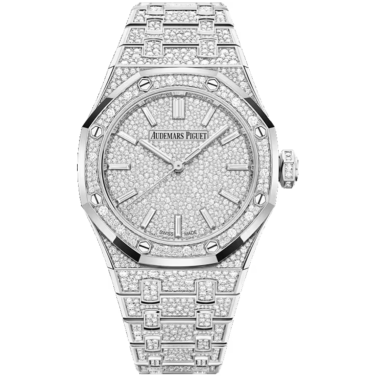 Audemars Piguet Royal Oak Diamond Pave Dial White Gold Diamond Bezel Diamond Bracelet 37mm - Image 1