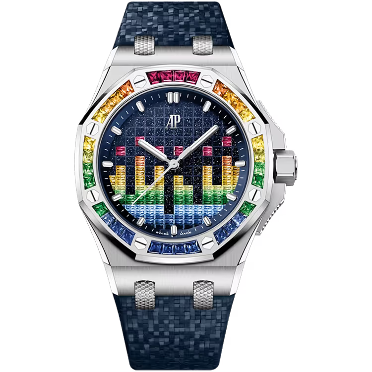 Audemars Piguet Royal Oak Offshore Rainbow Dial Music Edition White Gold Rainbow Bezel Mosaic Rubber Strap 37mm - Limited 250 - Image 1