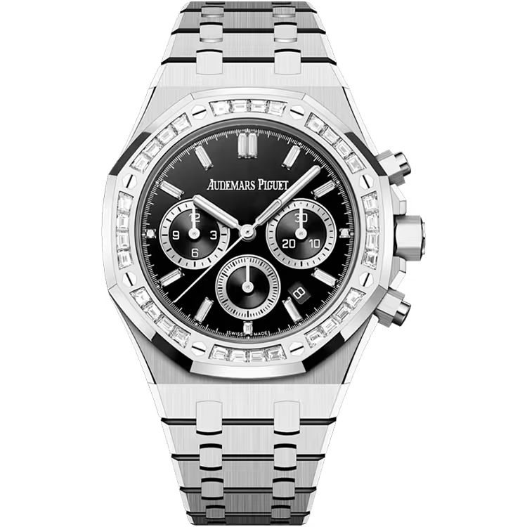 Audemars Piguet Royal Oak Black Onyx Diamond Dial Chronograph White Gold Diamond Bezel 38mm - Image 1