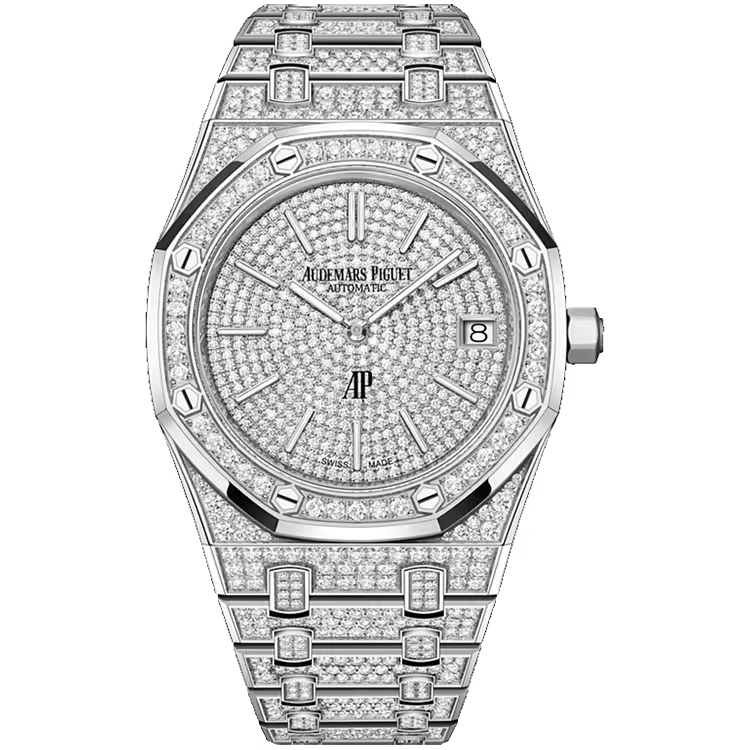 Audemars Piguet Royal Oak Diamond Pave Dial Jumbo Extra-Thin White Gold Diamond Bezel Diamond Bracelet 39mm - Image 1