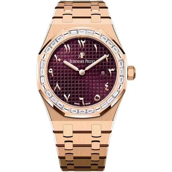 Audemars Piguet Royal Oak Red Arabic Dial Quartz Rose Gold Diamond Bezel 33mm - Limited 10