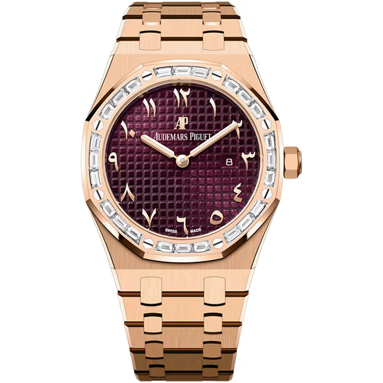 Audemars Piguet Royal Oak Red Arabic Dial Quartz Rose Gold Diamond Bezel 33mm - Limited 10 - Image 1