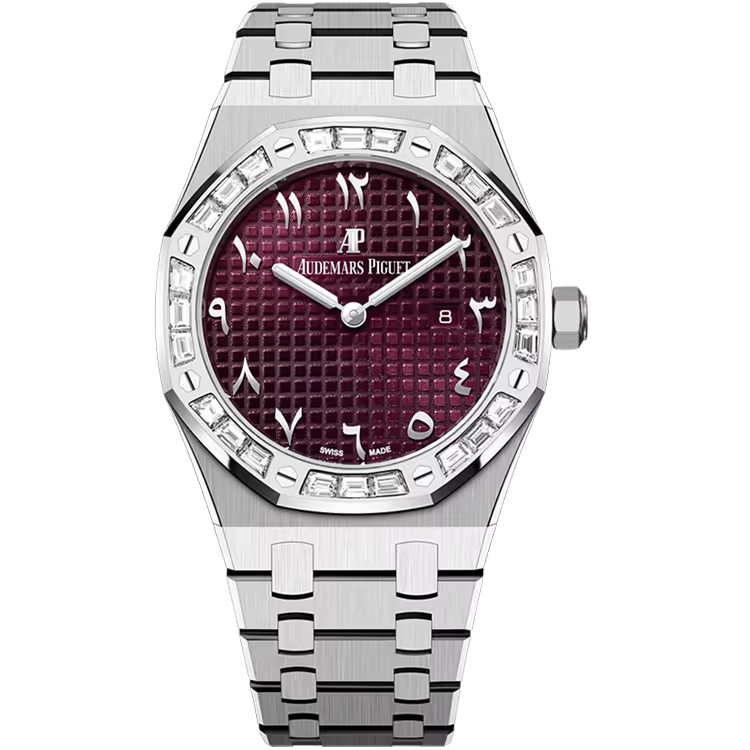 Audemars Piguet Royal Oak Red Arabic Dial Quartz White Gold Diamond Bezel 33mm - Image 1