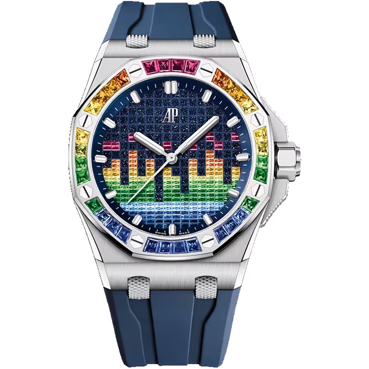 Audemars Piguet Royal Oak Offshore Blue Dial Music Edition White Gold Rainbow Bezel Rubber Strap 43mm - Image 1