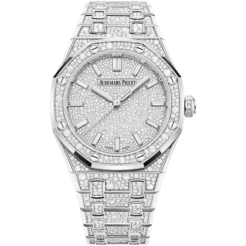 Audemars Piguet Royal Oak Diamond Pave Dial White Gold Diamond Bezel Diamond Bracelet 34mm