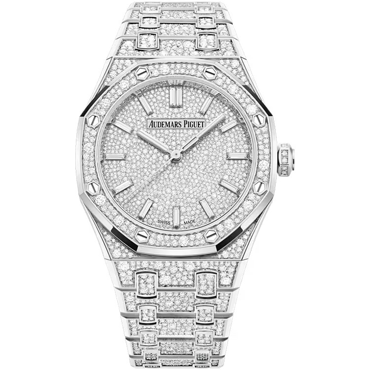 Audemars Piguet Royal Oak Diamond Pave Dial White Gold Diamond Bezel Diamond Bracelet 34mm - Image 1