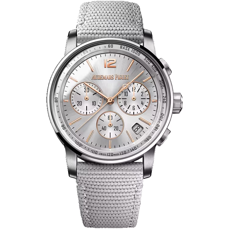 Audemars Piguet Code 11.59 Silver Dial Chronograph Rose Gold Rubber Strap 41mm - Image 1