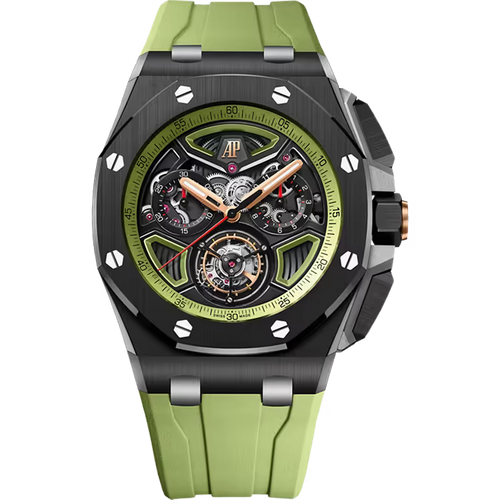 Audemars Piguet Royal Oak Offshore Green Skeleton Dial Flying Tourbillon Chronograph Black Ceramic 43mm - Limited 100