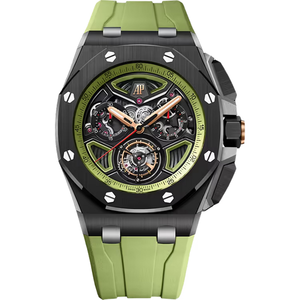Audemars Piguet Royal Oak Offshore Green Skeleton Dial Flying Tourbillon Chronograph Black Ceramic 43mm - Limited 100
