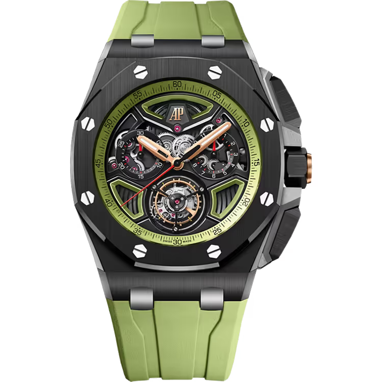 Audemars Piguet Royal Oak Offshore Green Skeleton Dial Flying Tourbillon Chronograph Black Ceramic 43mm - Limited 100 - Image 1