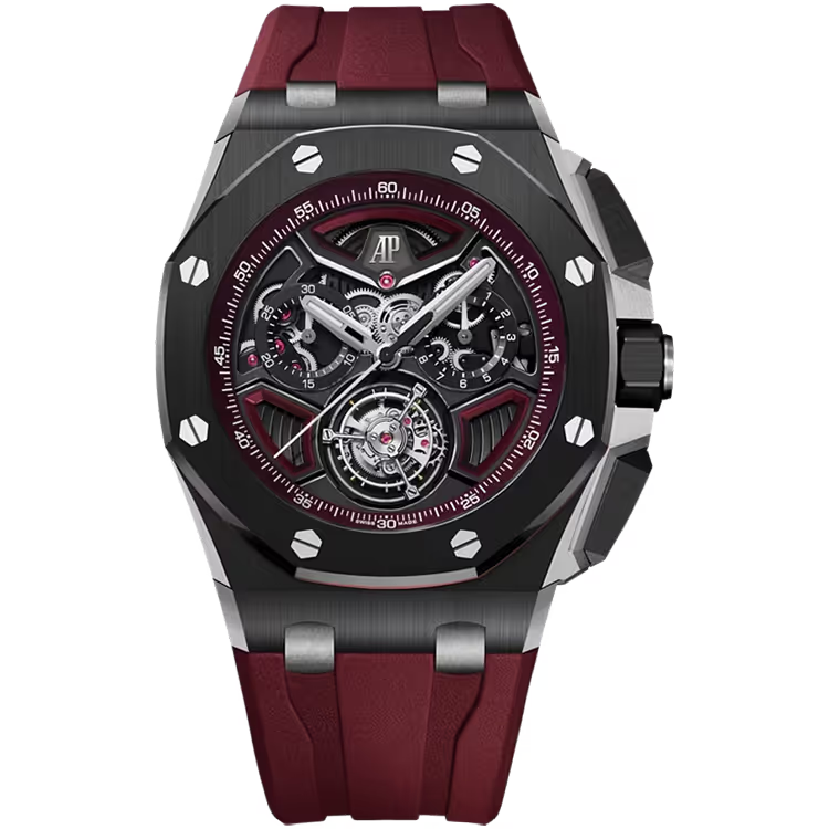 Audemars Piguet Royal Oak Offshore Red Skeleton Dial Flying Tourbillon Chronograph Black Ceramic Rubber Strap 43mm - Image 1
