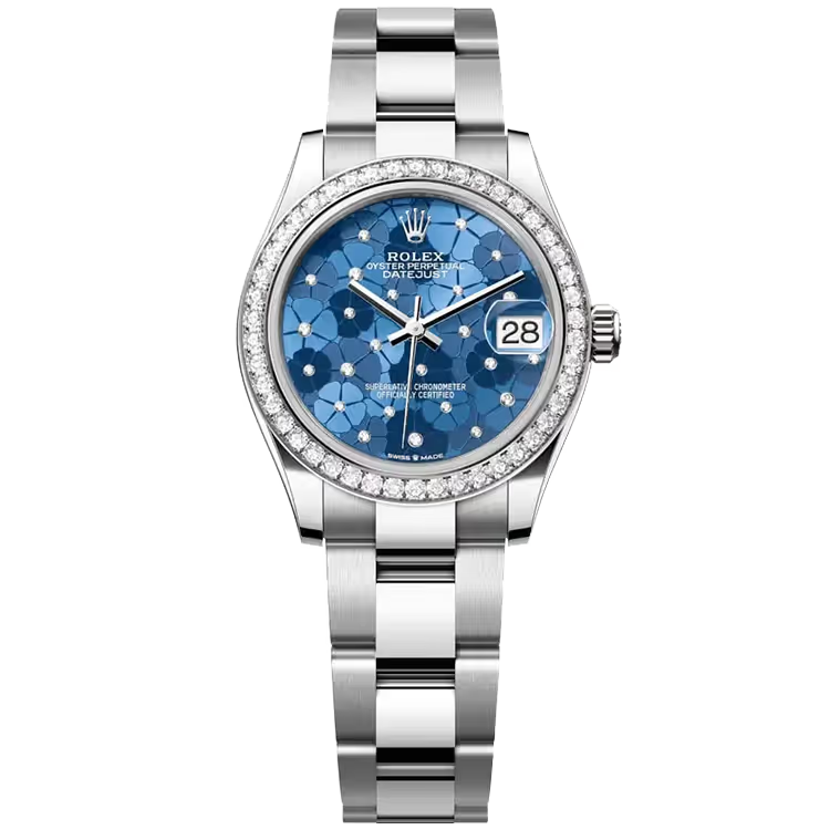 Rolex Datejust 31 Blue Motif Dial Stainless Steel Diamond Bezel Oyster Bracelet 31mm - Image 1