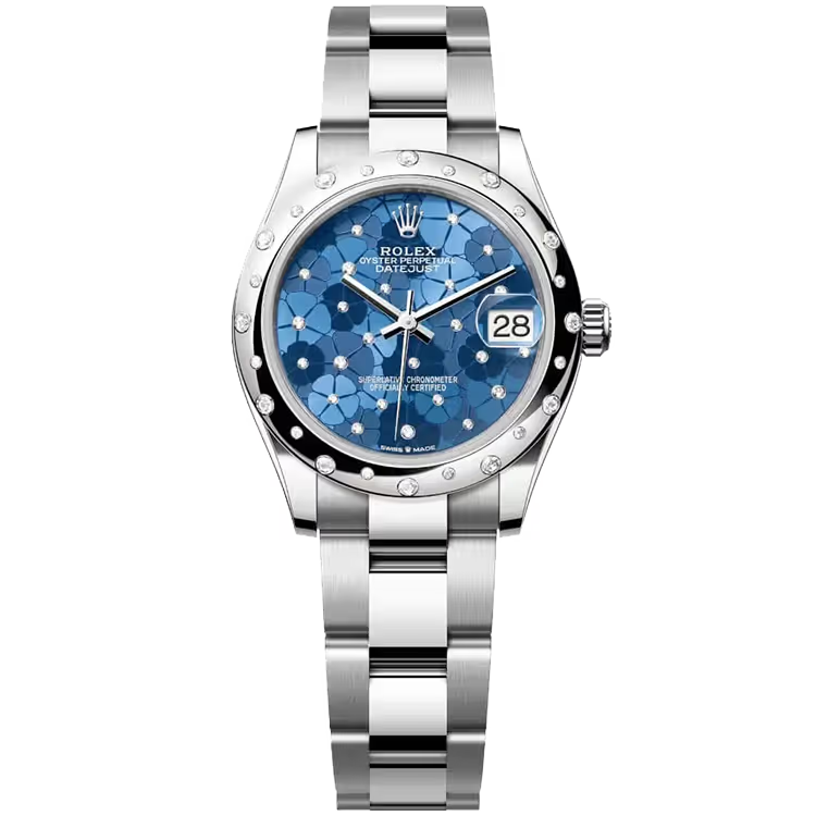 Rolex Datejust 31 Blue Motif Dial Stainless Steel Star Diamond Bezel Oyster Bracelet 31mm - Image 1