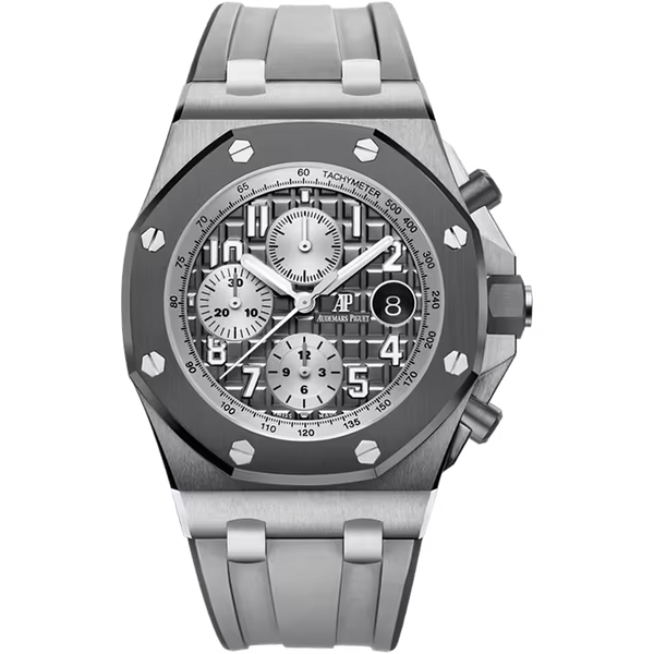 Audemars Piguet Royal Oak Offshore Grey Dial Ghost Chronograph Titanium Rubber Strap 42mm