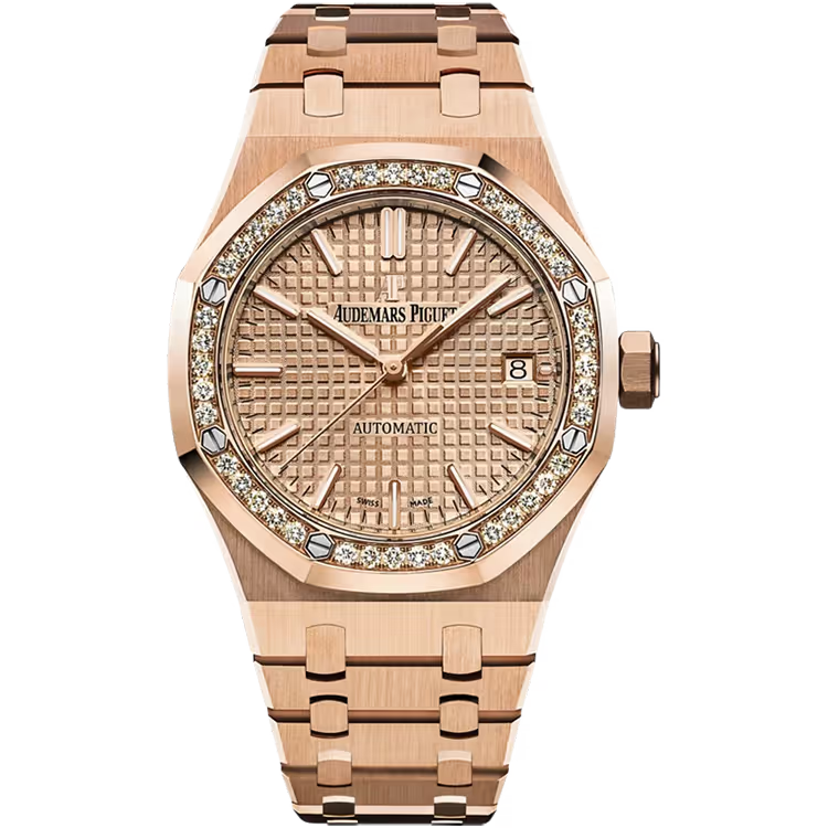 Audemars Piguet Royal Oak Rose Dial Rose Gold Diamond Bezel 37mm - Image 1