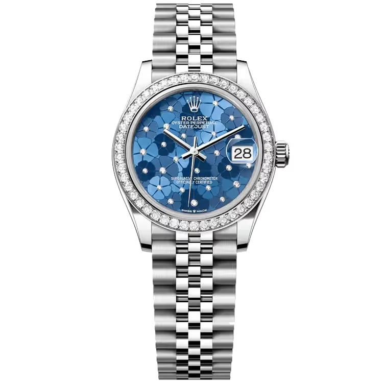 Rolex Datejust 31 Blue Motif Dial Stainless Steel Diamond Bezel Jubilee Bracelet 31mm - Image 1