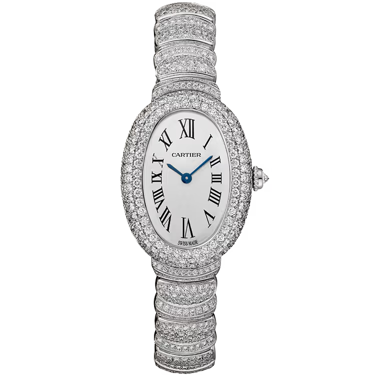 Cartier Baignoire White Dial Small Model White Gold Diamond Bezel Diamond Bracelet 31mm - Image 1