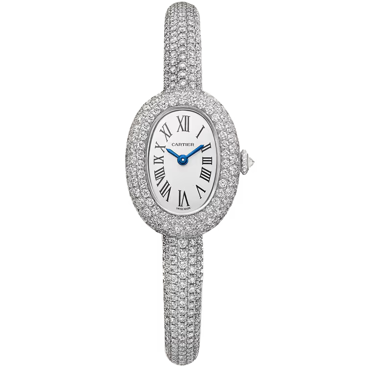 Cartier Baignoire White Dial Mini Model Size 15 White Gold Diamond Bezel Diamond Bracelet 25mm - Image 1