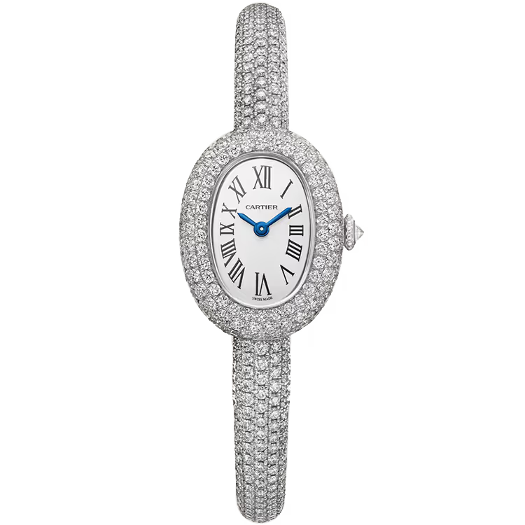 Cartier Baignoire White Dial Mini Model Size 16 White Gold Diamond Bezel Diamond Bracelet 25mm - Image 1