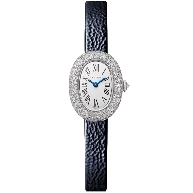 Cartier Baignoire White Dial Mini Model Yellow Gold Diamond Bezel Leather Bracelet 25mm - Image 1