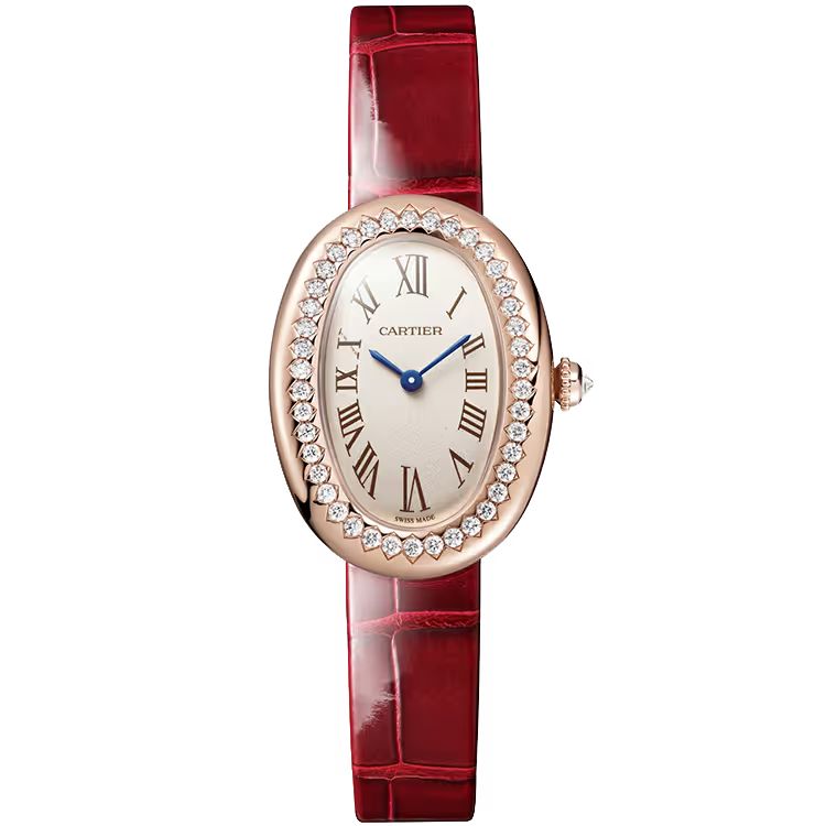 Cartier Baignoire White Dial Small Model Yellow Gold Diamond Bezel Leather Bracelet 31mm - Image 1