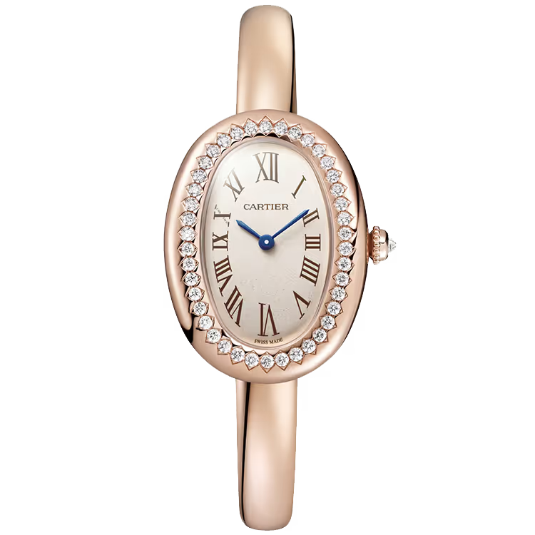 Cartier Baignoire White Dial Small Model Size 17 Rose Gold Diamond Bezel 31mm - Image 1