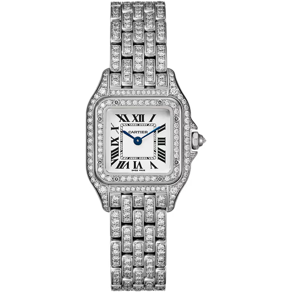 Cartier Panthere White Dial Small Model White Gold Diamond Bezel Diamond Bracelet 30mm