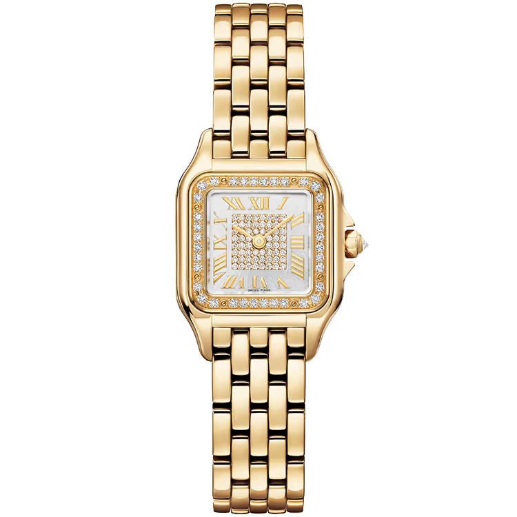 Cartier Panthere Silver Dial Small Model Yellow Gold Diamond Bezel 30mm - Image 1