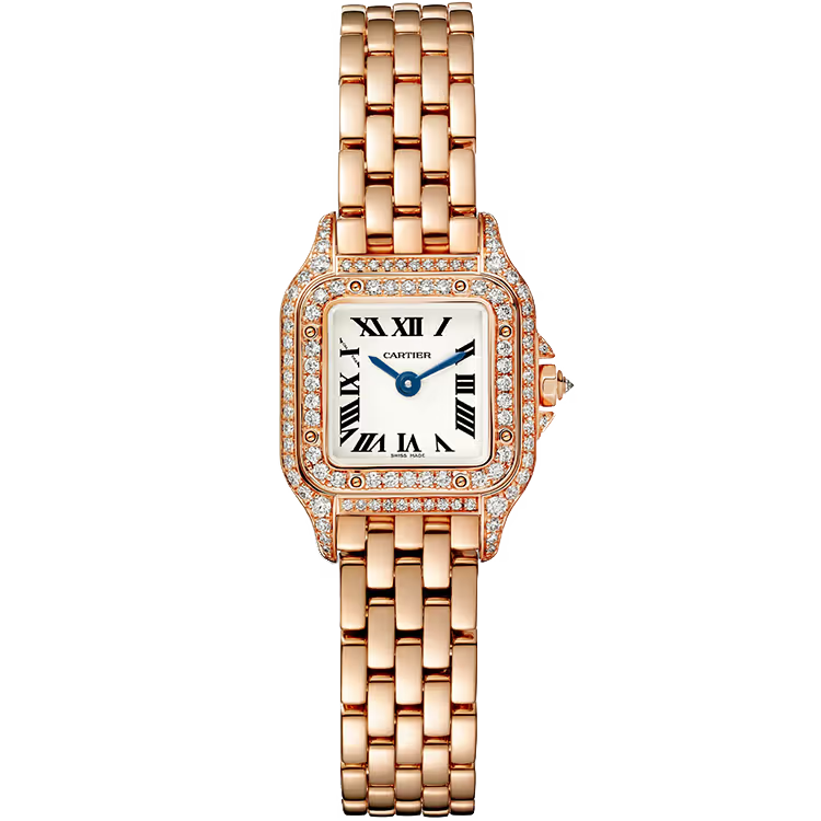 Cartier Panthere White Dial Mini Model Rose Gold Diamond Bezel 25mm - Image 1