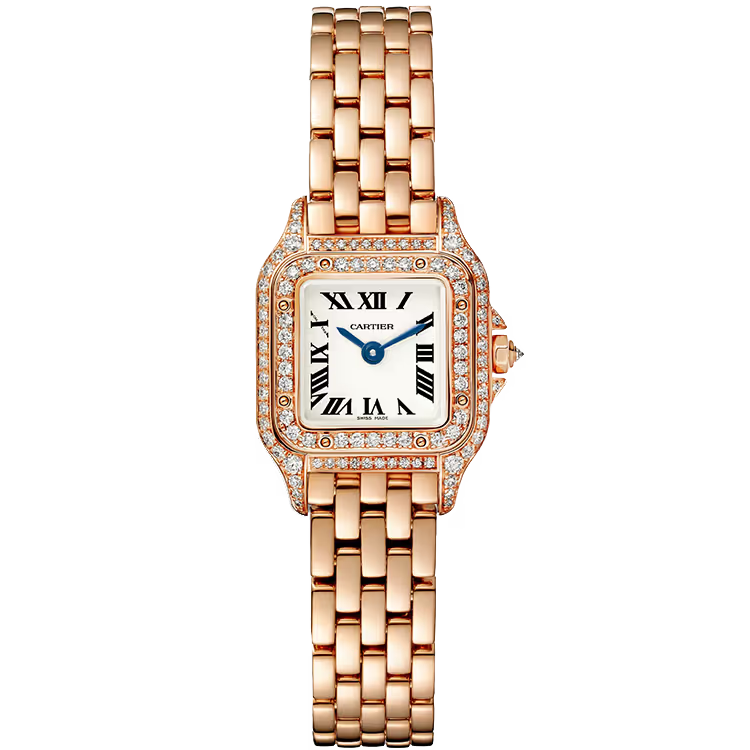 Cartier Panthere White Dial Mini Model Rose Gold Diamond Bezel 25mm - Image 1