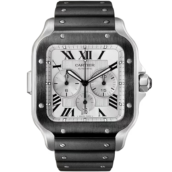 Cartier Santos Silver Dial Extra-Large Model Chronograph Stainless Steel 51mm