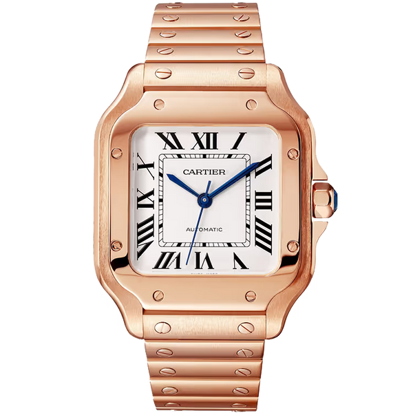 Cartier Santos White Dial Medium Model Rose Gold 35mm
