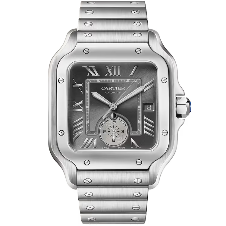 Cartier Santos Grey Dial Large Model Dual Time Stainless Steel 47mm - Image 1