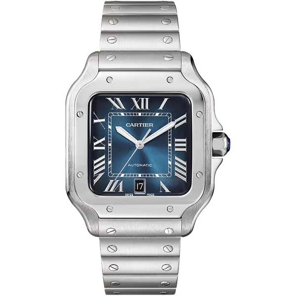 Cartier Santos Blue Dial Large Model Stainless Steel 40mm