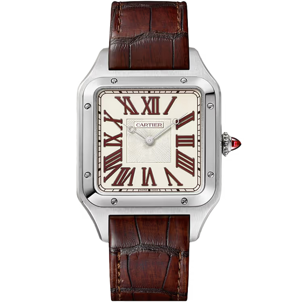 Cartier Santos Silver Dial Large Model Platinum Leather Bracelet 47mm - Limited 200