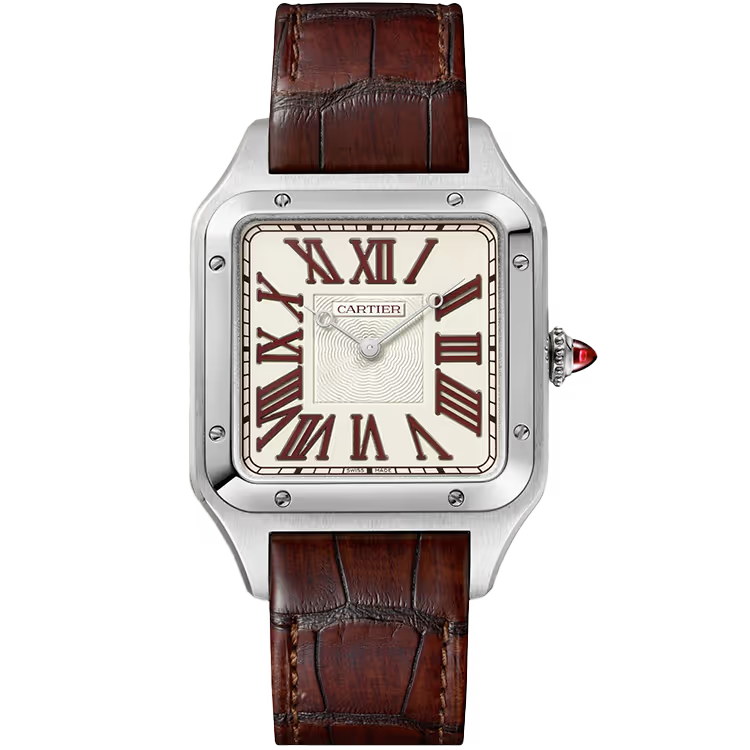 Cartier Santos Silver Dial Large Model Platinum Leather Bracelet 47mm - Limited 200 - Image 1