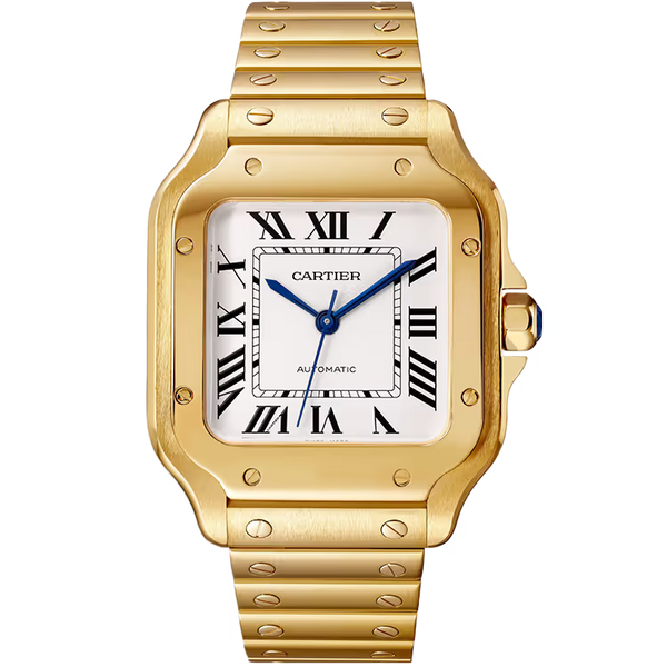 Cartier Santos White Dial Medium Model Yellow Gold 35mm