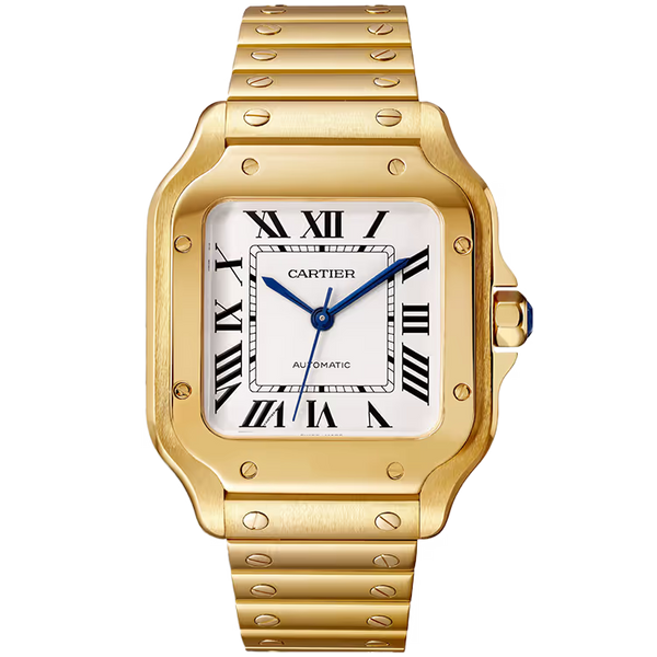 Cartier Santos White Dial Medium Model Yellow Gold 42mm