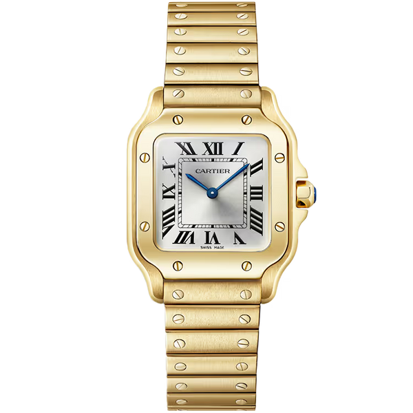 Cartier Santos Silver Dial Small Model Yellow Gold 27mm