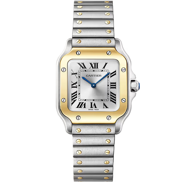Cartier Santos Silver Dial Small Model Steel & Yellow Gold 27mm