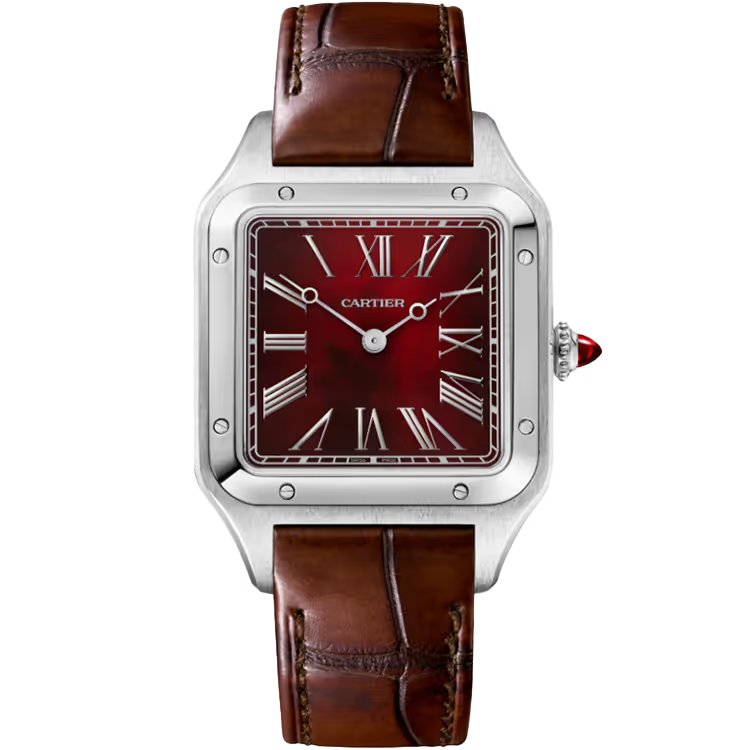 Cartier Santos Red Dial Platinum Leather Bracelet 31mm - Limited 200 - Image 1