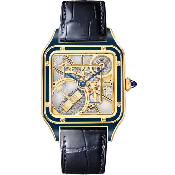 Cartier Santos Skeleton Dial Large Model Yellow Gold 31mm