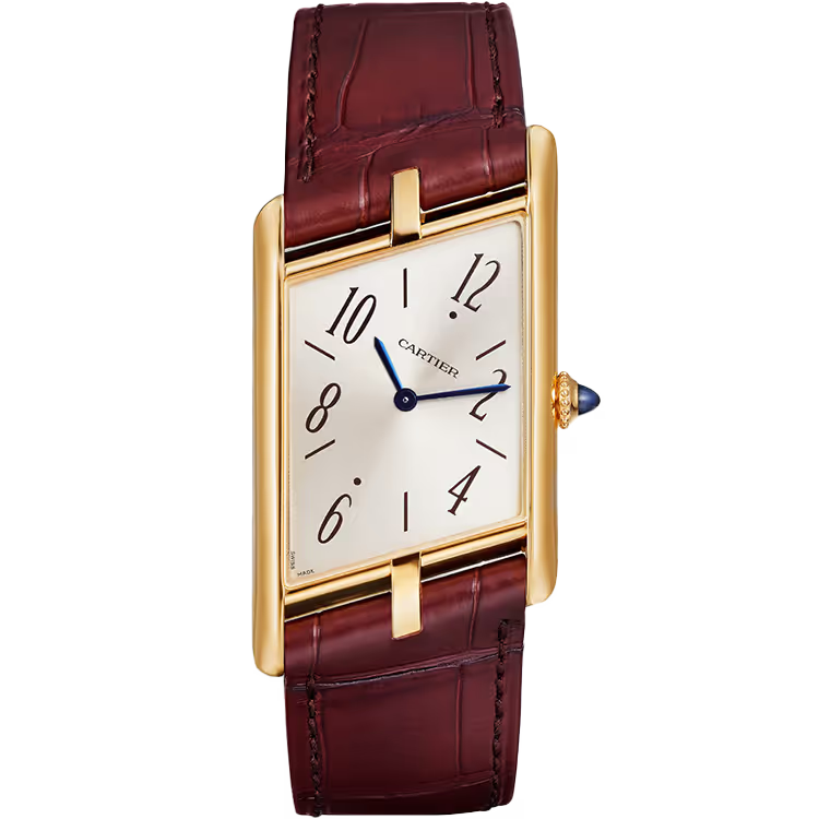 Cartier Tank Champagne Dial Asymetrique Yellow Gold Leather Bracelet 47mm - Image 1